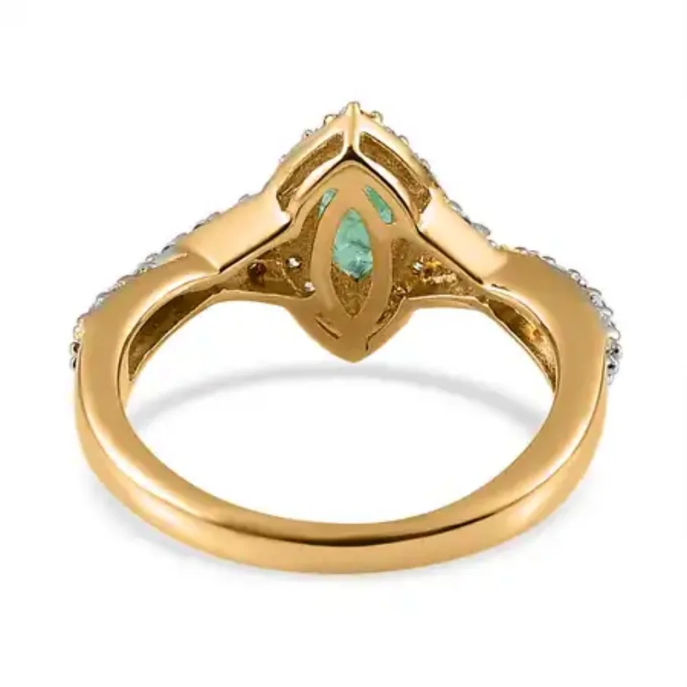 NWOT Genuine Ethiopian Emerald and Moissanite Halo Ring Size 7 - Picture 11 of 12